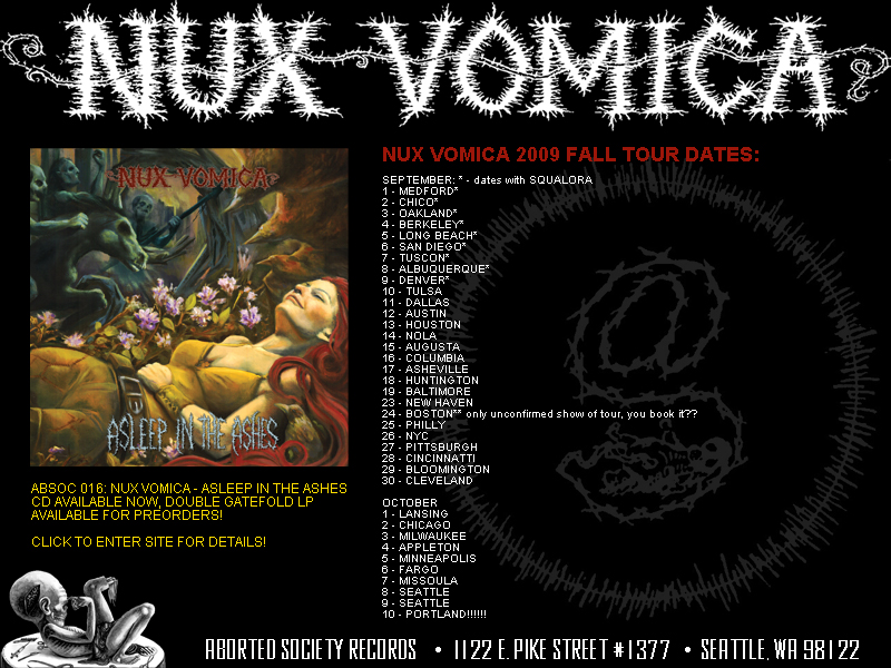 Nux Vomica 2009 Tour Dates